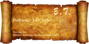 Baksay Tünde névjegykártya